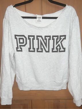 PINK Victoria's Secret White Sweatshirt with Black Logo